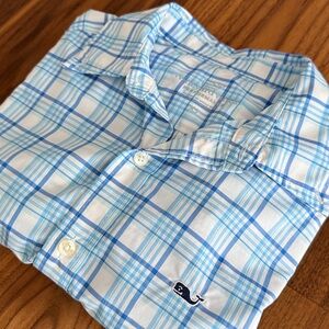Vineyard Vines Light Blue Plaid Performance Button Down Shirt